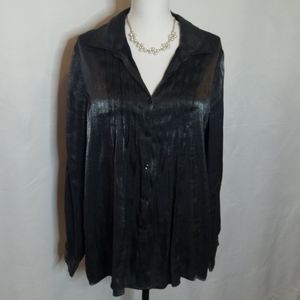 White Stag Button Front Slate Sz XL Pleats Blouse